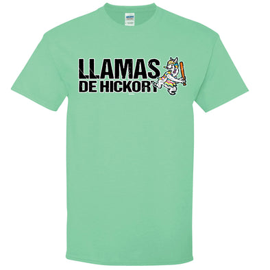 Hickory Crawdads Llamas de Hickory Butkus Mint Cotton Tee