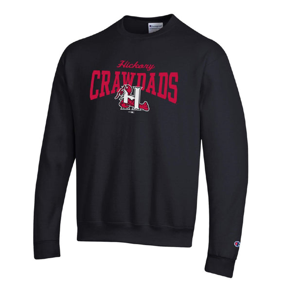 Hickory Crawdads Black Powerblend Crewneck Sweatshirt