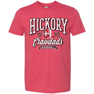 Hickory Crawdads Gamble Heather Red Softstyle Tee