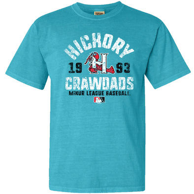 Hickory Crawdads Issues Lagoon Blue Comfort Colors Tee