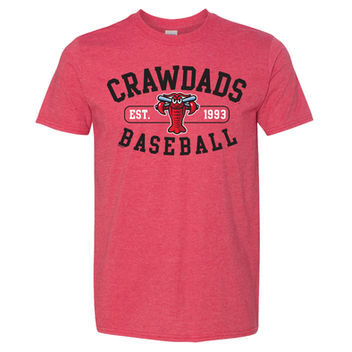 Hickory Crawdads Nunnery Heather Red Softstyle Tee