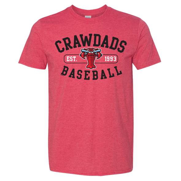 Hickory Crawdads Nunnery Heather Red Softstyle Tee