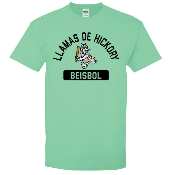 Hickory Crawdads Llamas de Hickory Plane Mint Cotton Tee