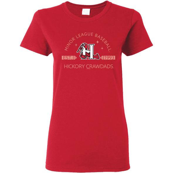 Hickory Crawdads Sugarloaf Red Womens Tee