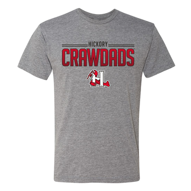 Hickory Crawdads 108 Stitches Gray Formal Tee