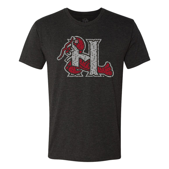Hickory Crawdads 108 Stitches Vintage Spelled Out Black Tee