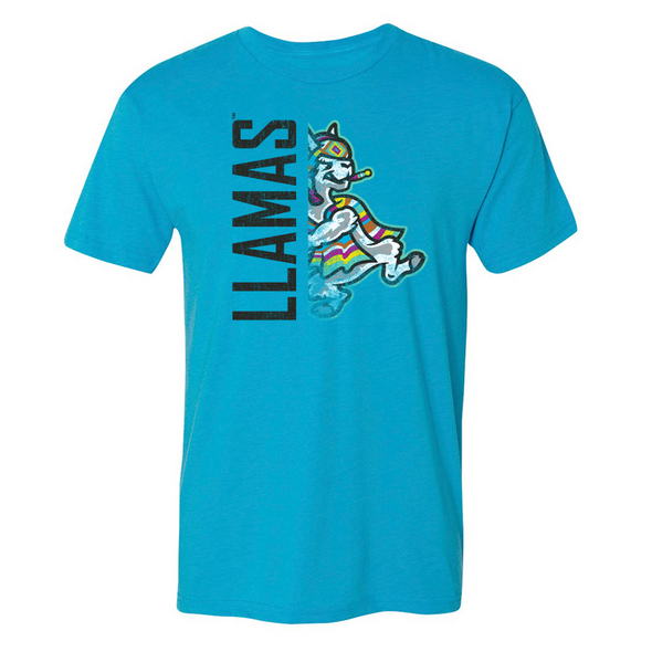 Hickory Crawdads 108 Stitches Llamas de Hickory Split Blue Tee