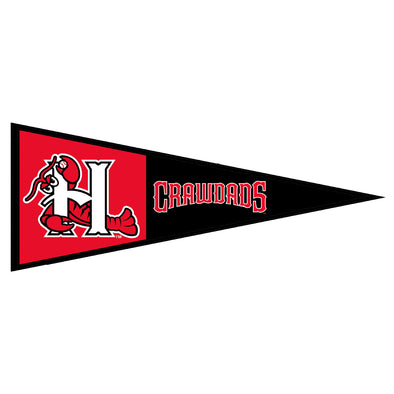 Hickory Crawdads Red and Black Wool Pennant