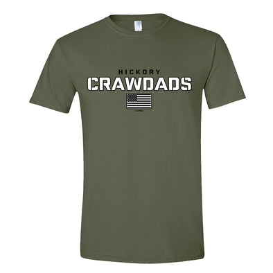 Hickory Crawdads Olive Platoon Ringspun Tee