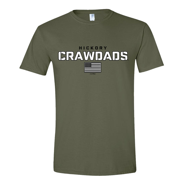 Hickory Crawdads Olive Platoon Ringspun Tee