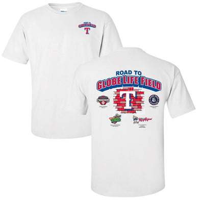 Hickory Crawdads White Road to Globe Life Park Cotton Tee
