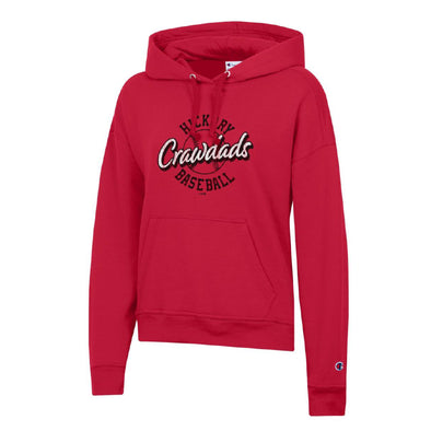 Hickory Crawdads Red Powerblend Womens Hooded Sweatshirt