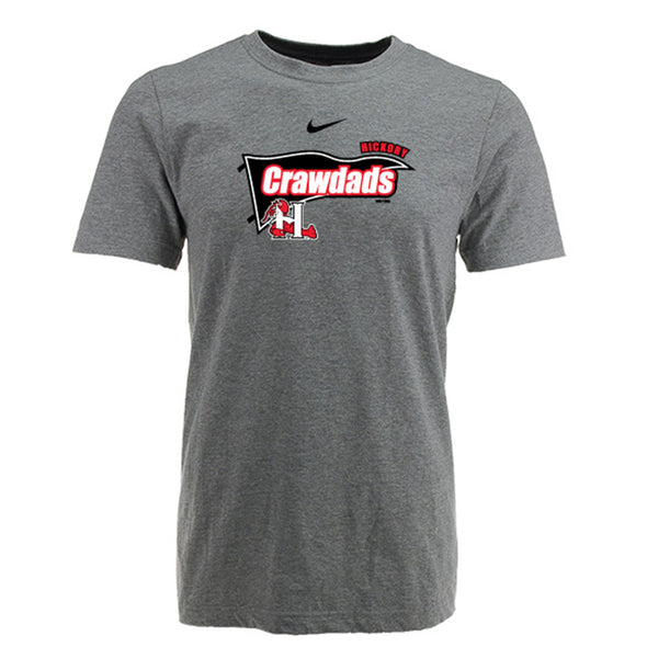 Hickory Crawdads Youth Nike Gray Banner Cotton Tee