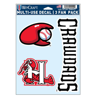 Hickory Crawdads Decal 3 Pack