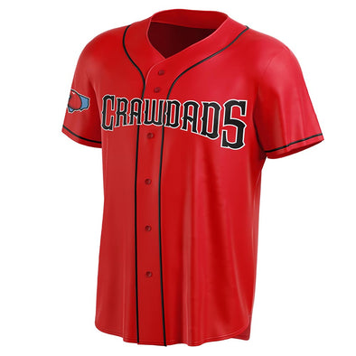 Hickory Crawdads Mens Home Red Jersey