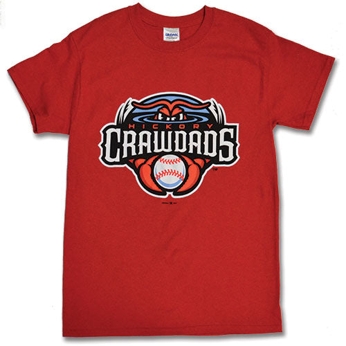 Hickory Crawdads Red Primary Tee